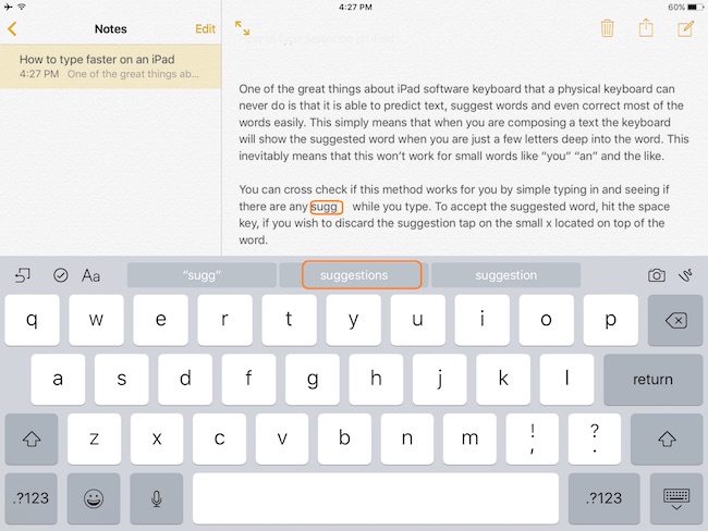 Type Faster on an iPad